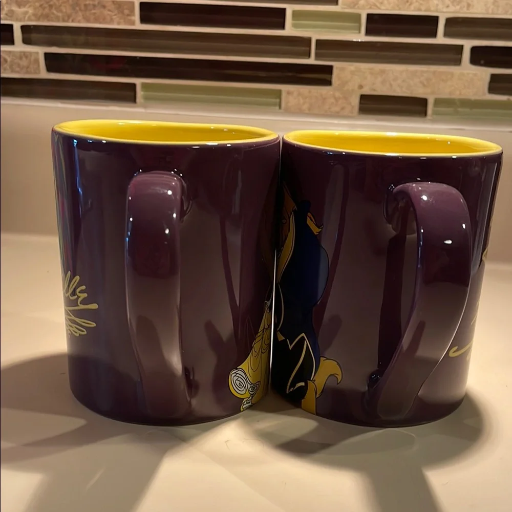 DISNEY UEC Beauty and the Beast Purple Mugs Set Belle Heart Purple Gold - Picture 8 of 9